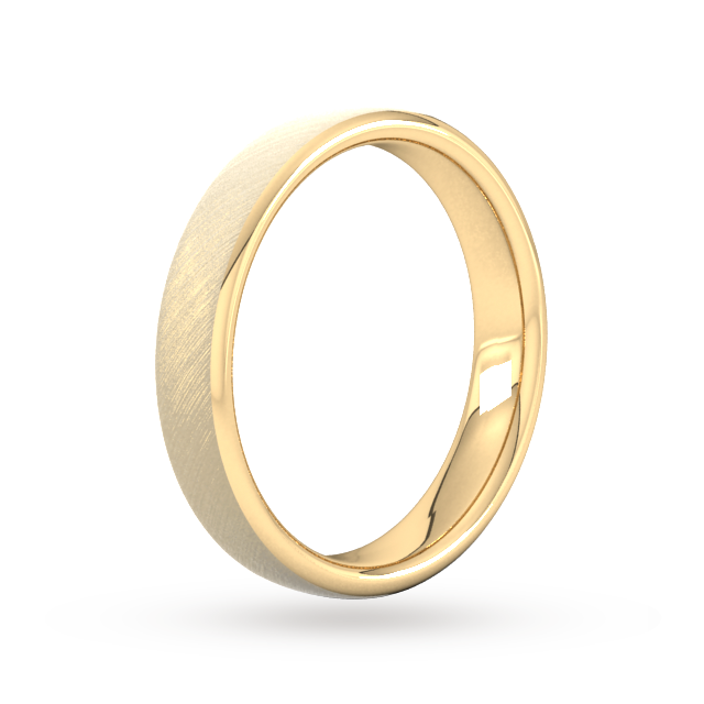 Goldsmiths 4mm Traditional Court Standard Diagonal Matt Finish Wedding Ring In 18 Carat Yellow Gold - Ring Size R