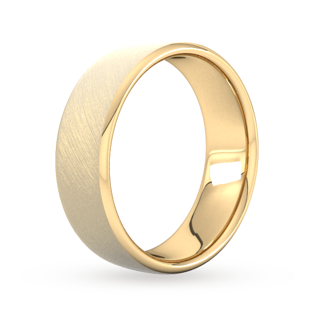 Goldsmiths 7mm Traditional Court Heavy Diagonal Matt Finish Wedding Ring In 18 Carat Yellow Gold - Ring Size Y