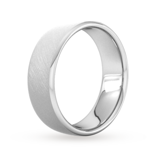 Goldsmiths 7mm Traditional Court Standard Diagonal Matt Finish Wedding Ring In Platinum