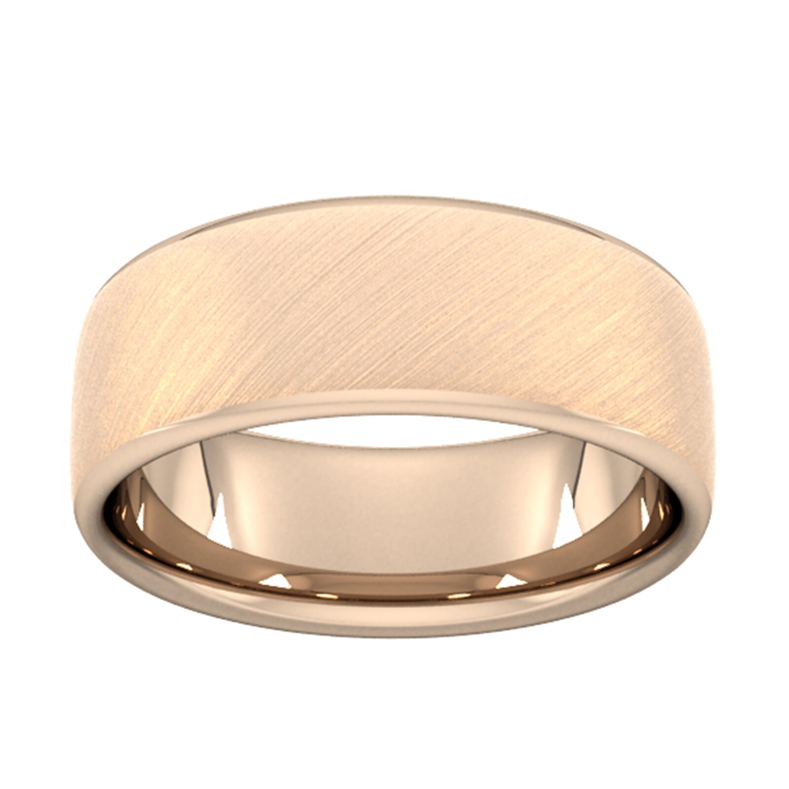 8mm D Shape Heavy Diagonal Matt Finish Wedding Ring In 9 Carat Rose Gold - Ring Size T