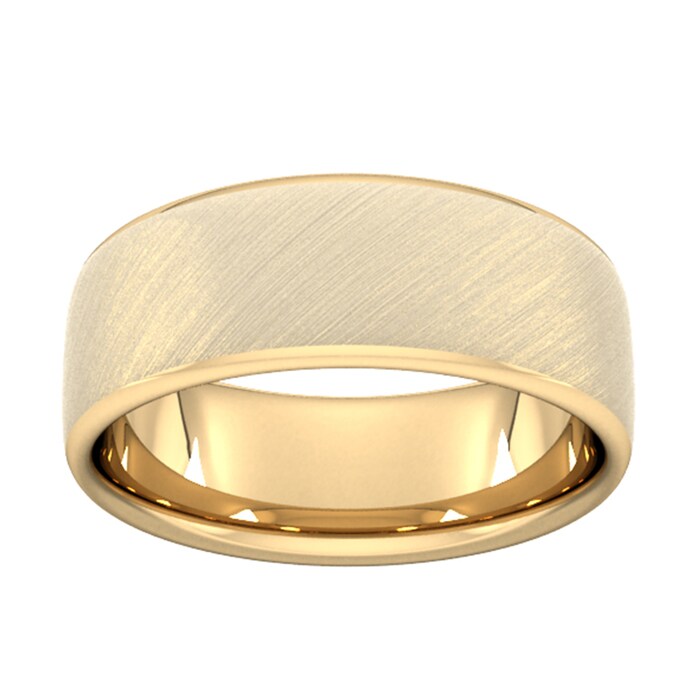 Goldsmiths 8mm D Shape Standard Diagonal Matt Finish Wedding Ring In 18 Carat Yellow Gold