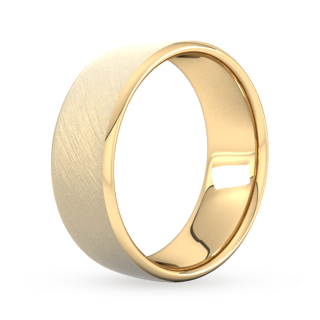 Goldsmiths 8mm D Shape Standard Diagonal Matt Finish Wedding Ring In 18 Carat Yellow Gold - Ring Size P