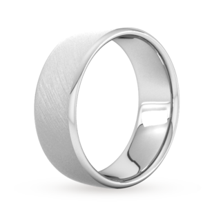 Goldsmiths 8mm D Shape Standard Diagonal Matt Finish Wedding Ring In Platinum