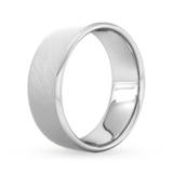 Goldsmiths 8mm D Shape Standard Diagonal Matt Finish Wedding Ring In Platinum - Ring Size Q