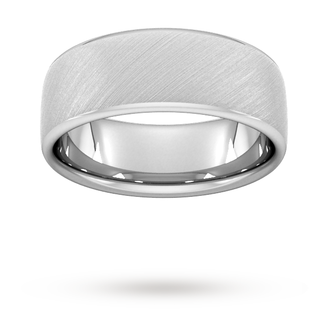 Goldsmiths 8mm D Shape Heavy Diagonal Matt Finish Wedding Ring In 950  Palladium - Ring Size S