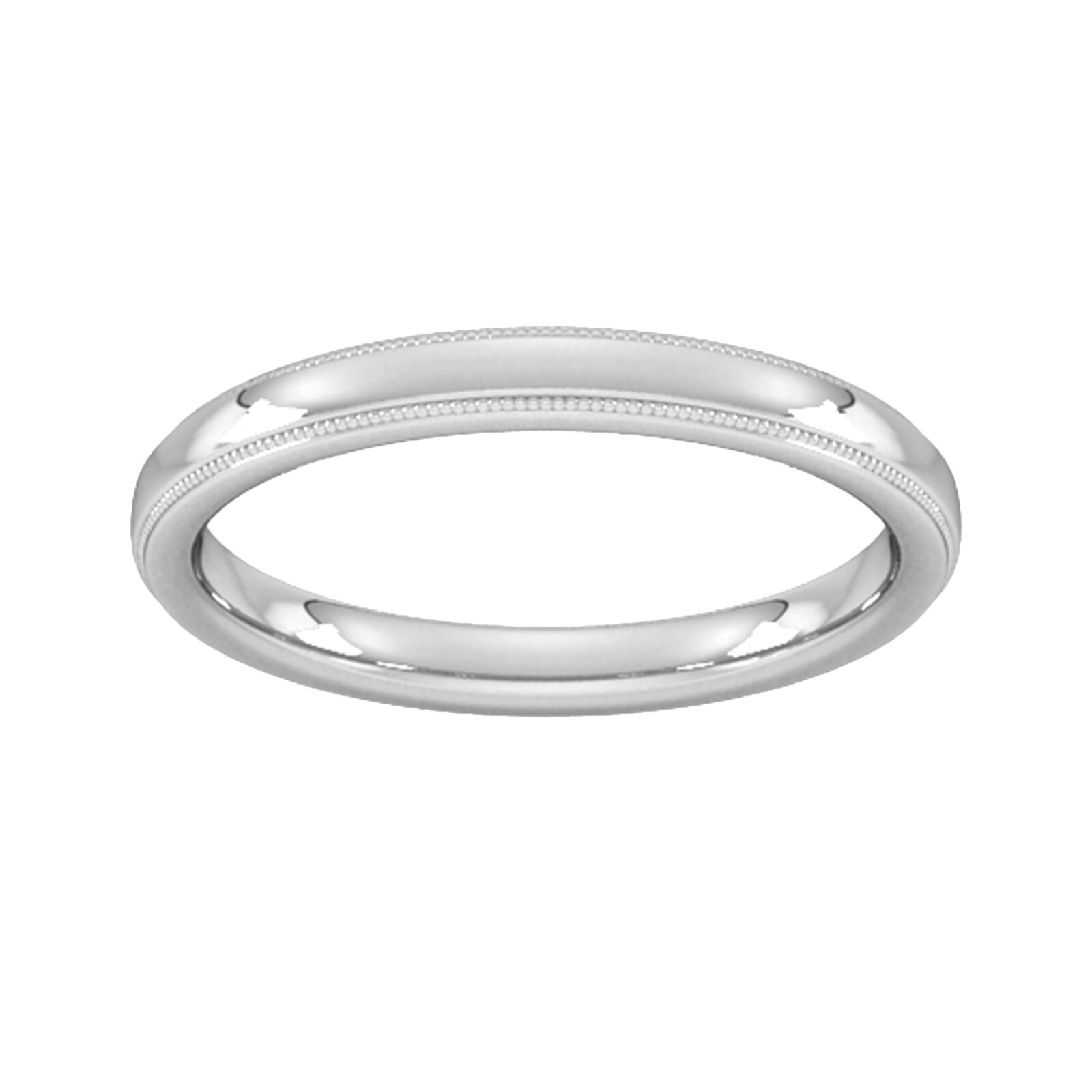 2.5mm Slight Court Extra Heavy Milgrain Edge Wedding Ring In 9 Carat White Gold - Ring Size M
