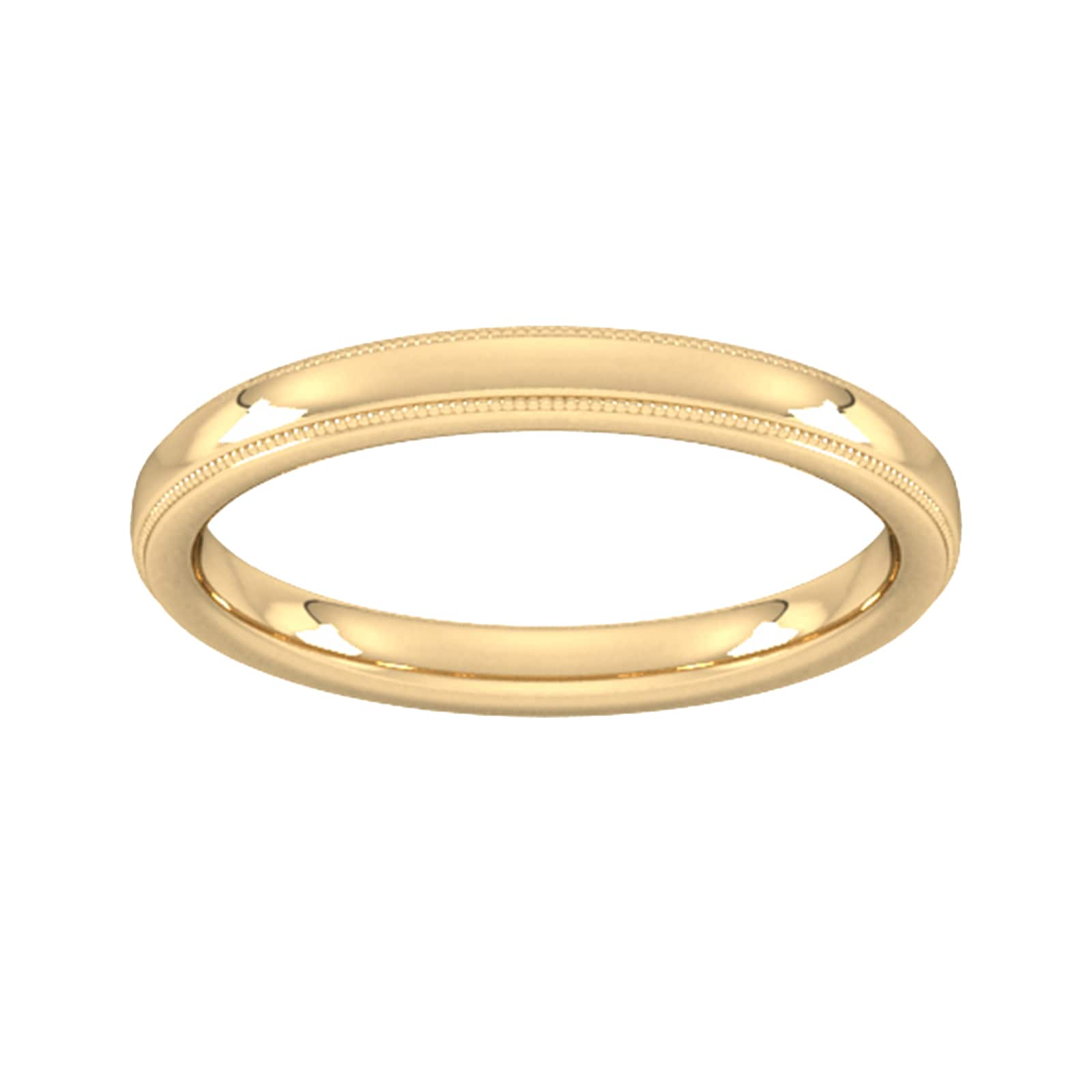 2.5mm Slight Court Standard Milgrain Edge Wedding Ring In 9 Carat Yellow Gold - Ring Size T