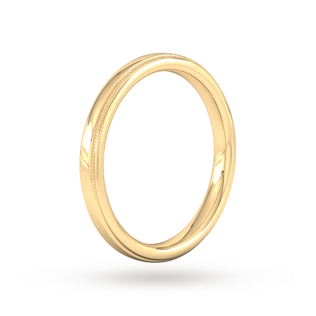 Goldsmiths 2.5mm Slight Court Standard Milgrain Edge Wedding Ring In 9 Carat Yellow Gold Goldsmiths 2.5mm Slight Court Standard Milgrain Edge Wedding Ring In 9 Carat Yellow Gold