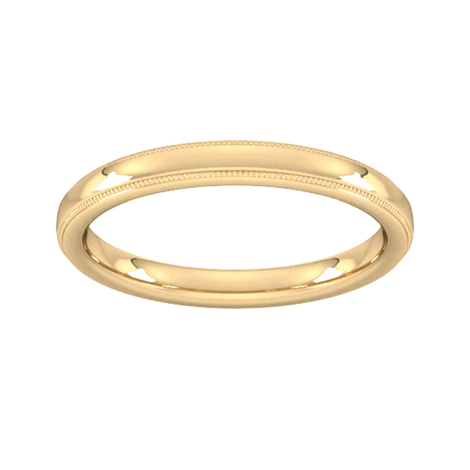 2.5mm Slight Court Heavy Milgrain Edge Wedding Ring In 9 Carat Yellow Gold - Ring Size V