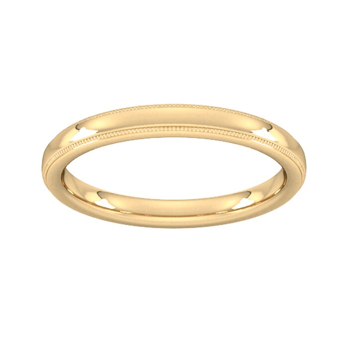 Goldsmiths 2.5mm Slight Court Heavy Milgrain Edge Wedding Ring In 9 Carat Yellow Gold