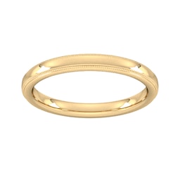 08304261 - 2.5mm Slight Court Heavy Milgrain Edge Wedding Ring In 9 Carat Yellow Gold