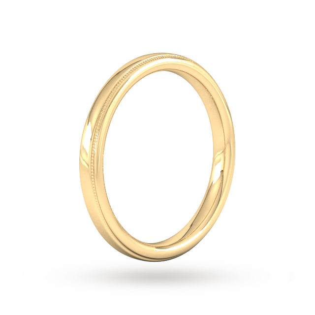 Goldsmiths 2.5mm Slight Court Heavy Milgrain Edge Wedding Ring In 9 Carat Yellow Gold - Ring Size K