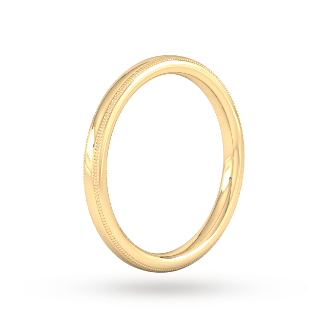 Goldsmiths 2mm Slight Court Extra Heavy Milgrain Edge Wedding Ring In 9 Carat Yellow Gold