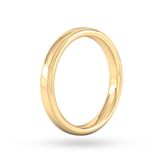 Goldsmiths 3mm Slight Court Extra Heavy Milgrain Edge Wedding Ring In 9 Carat Yellow Gold - Ring Size K