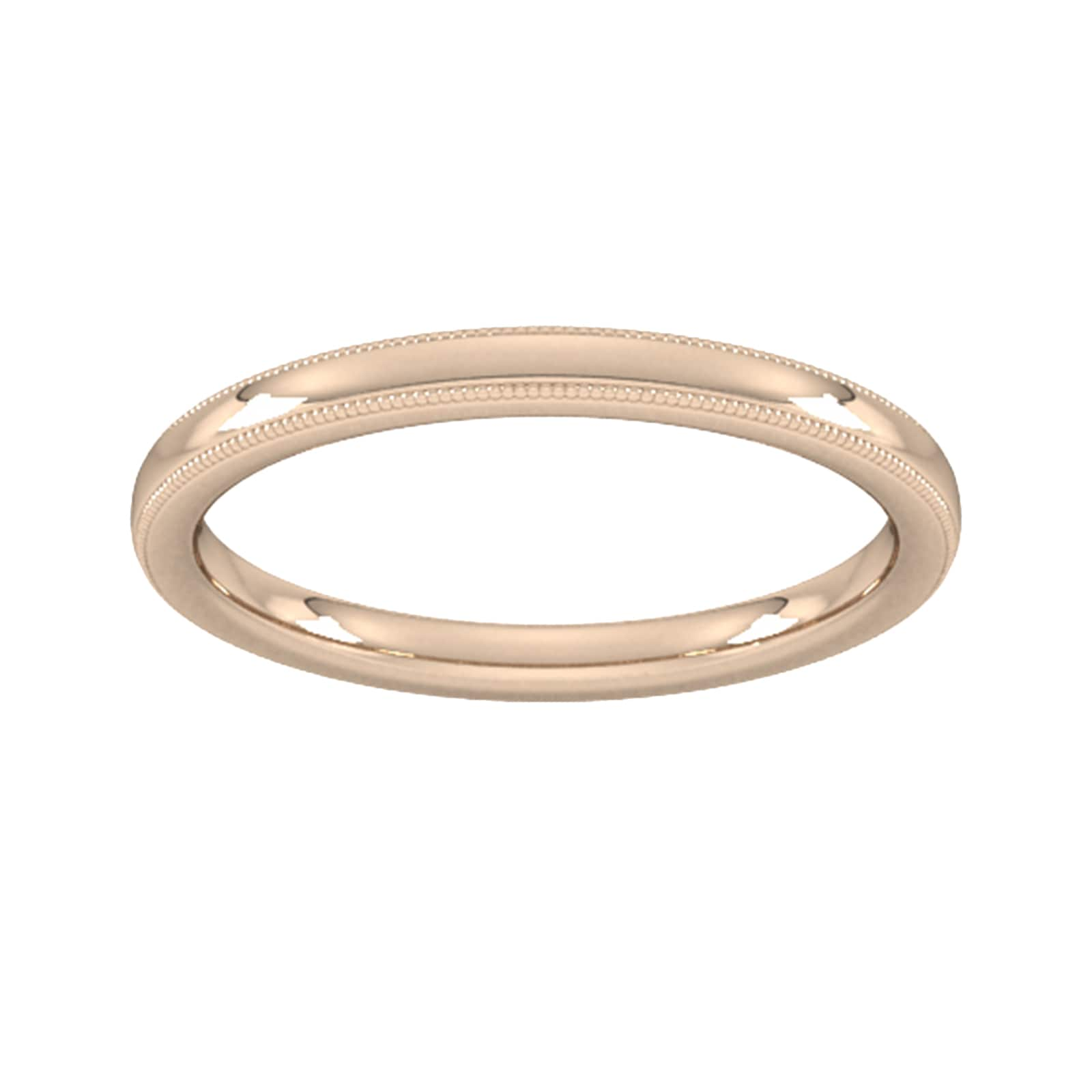 2mm Slight Court Heavy Milgrain Edge Wedding Ring In 9 Carat Rose Gold - Ring Size Q