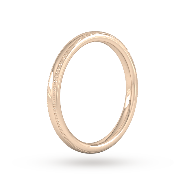 Goldsmiths 2mm Slight Court Heavy Milgrain Edge Wedding Ring In 9 Carat Rose Gold