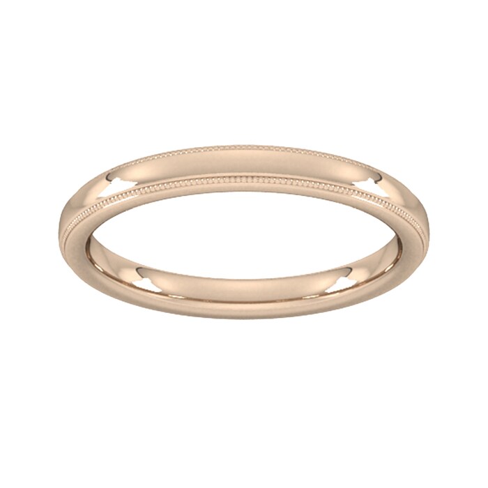 Goldsmiths 2.5mm Slight Court Heavy Milgrain Edge Wedding Ring In 9 Carat Rose Gold - Ring Size K