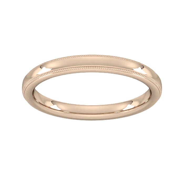 Goldsmiths 2.5mm Slight Court Heavy Milgrain Edge Wedding Ring In 9 Carat Rose Gold