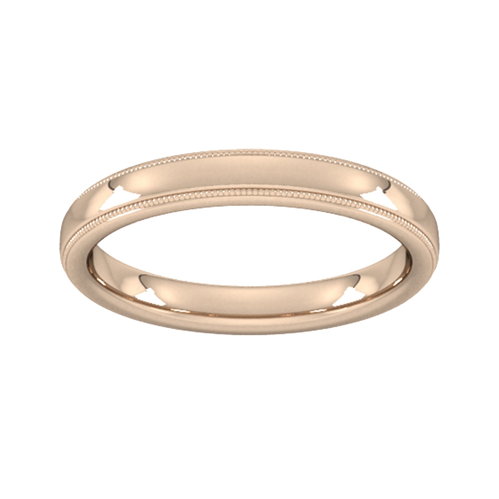 3mm Slight Court Heavy Milgrain Edge Wedding Ring In 9 Carat Rose Gold - Ring Size I