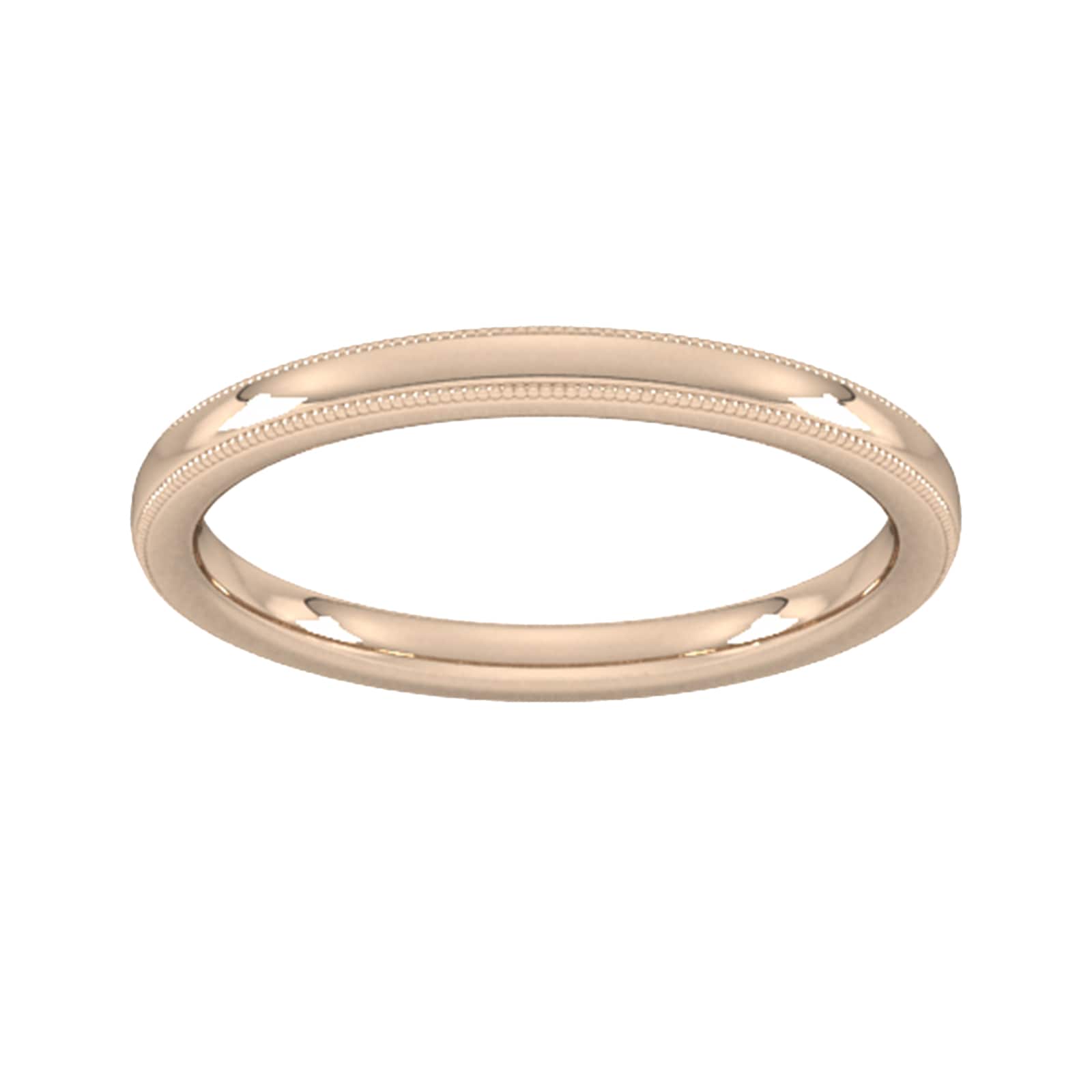 2mm Slight Court Extra Heavy Milgrain Edge Wedding Ring In 9 Carat Rose Gold - Ring Size O
