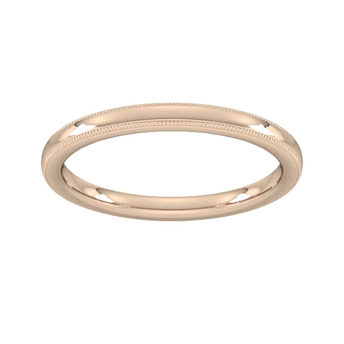 Goldsmiths 2mm Slight Court Extra Heavy Milgrain Edge Wedding Ring In 9 Carat Rose Gold - Ring Size K