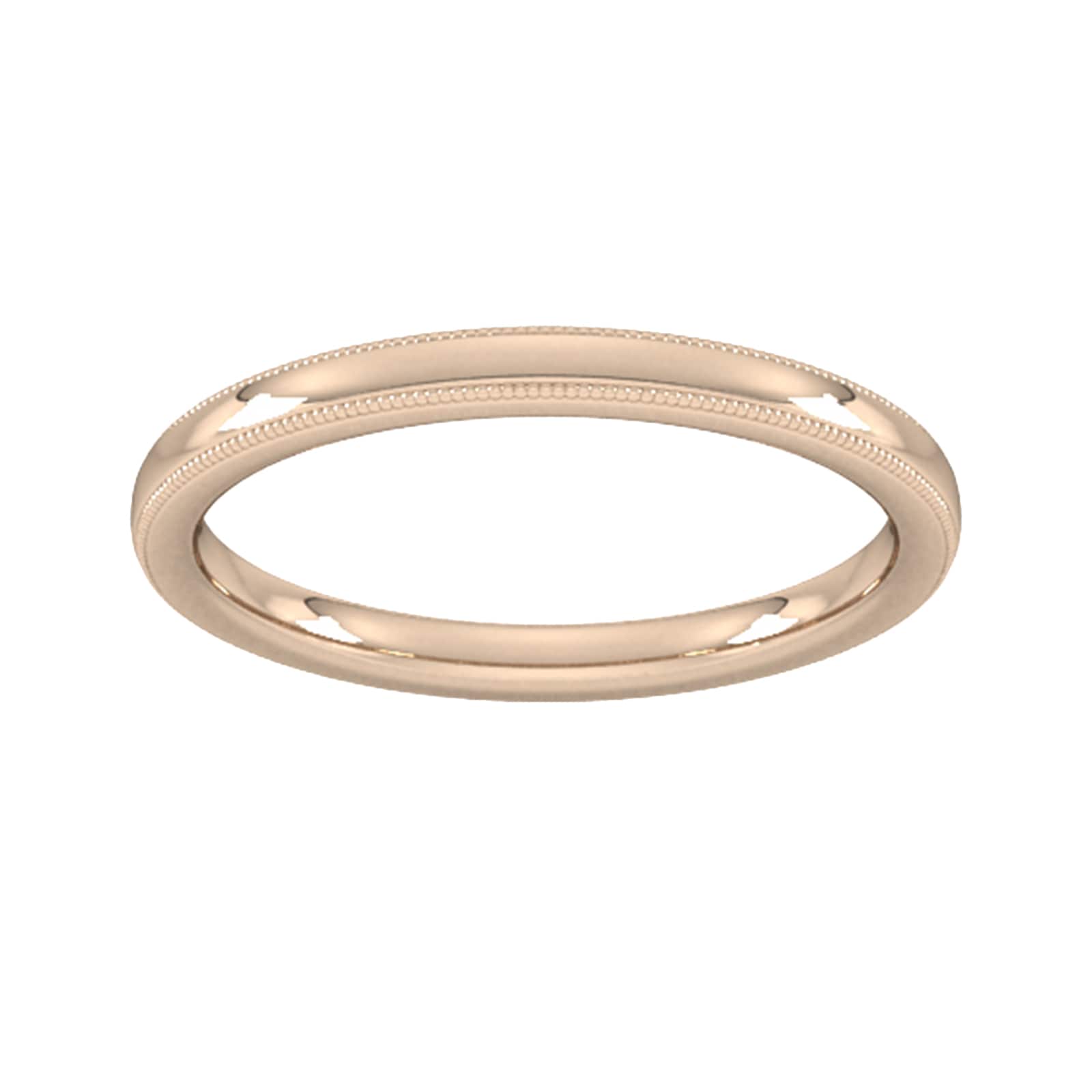 Goldsmiths 2mm Slight Court Extra Heavy Milgrain Edge Wedding Ring In 9 Carat Rose Gold