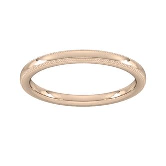 Goldsmiths 2mm Slight Court Extra Heavy Milgrain Edge Wedding Ring In 9 Carat Rose Gold