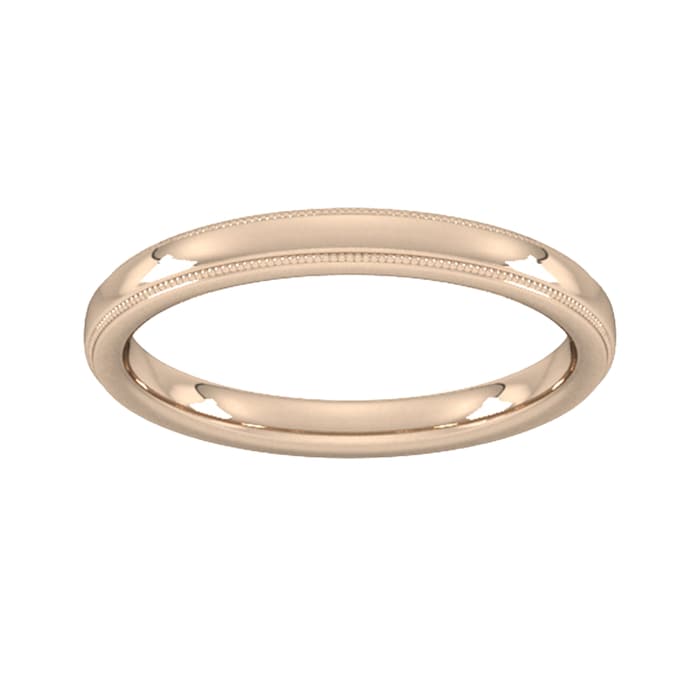 Goldsmiths 2.5mm Slight Court Extra Heavy Milgrain Edge Wedding Ring In 9 Carat Rose Gold