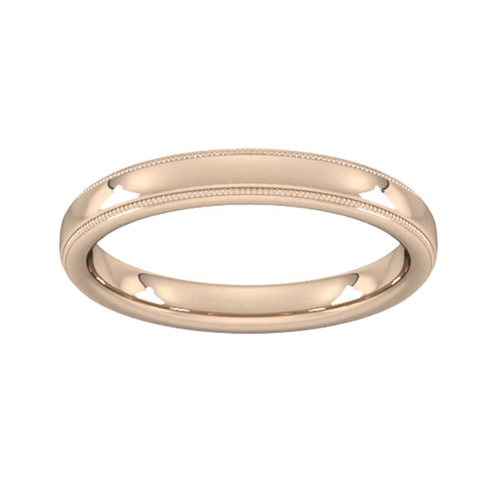 Goldsmiths 3mm Slight Court Extra Heavy Milgrain Edge Wedding Ring In 9 Carat Rose Gold - Ring Size K