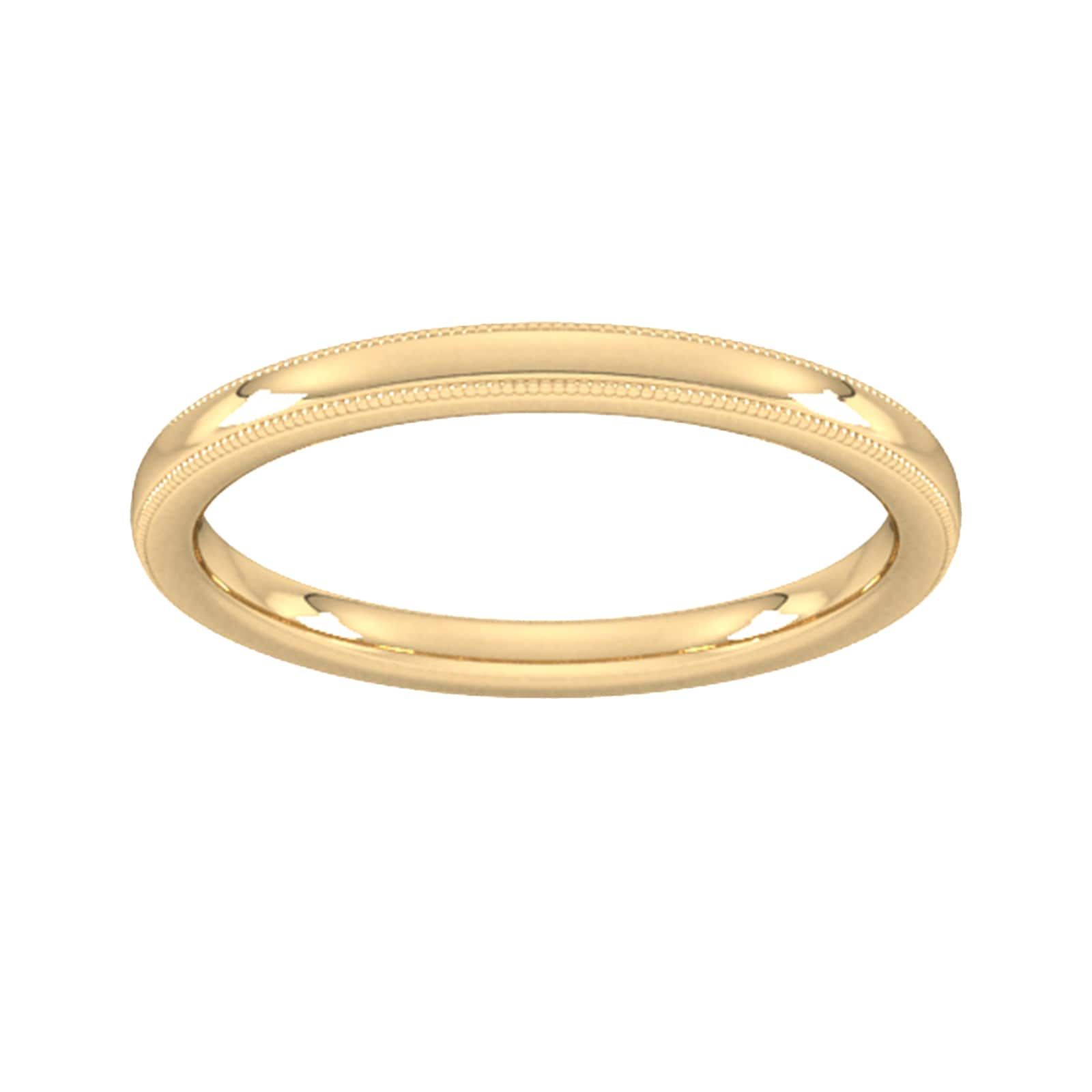 2mm Slight Court Heavy Milgrain Edge Wedding Ring In 18 Carat Yellow Gold - Ring Size Z