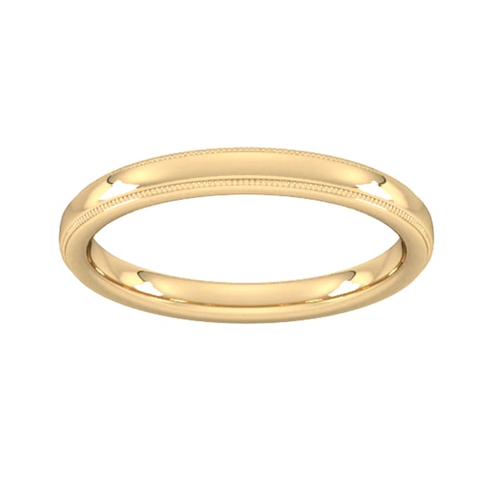 Goldsmiths 2.5mm Slight Court Extra Heavy Milgrain Edge Wedding Ring In 18 Carat Yellow Gold - Ring Size K