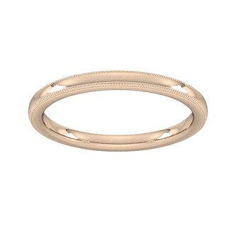 Goldsmiths 2mm Slight Court Standard Milgrain Edge Wedding Ring In 18 Carat Rose Gold