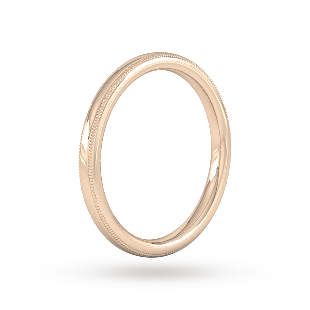 Goldsmiths 2mm Slight Court Standard Milgrain Edge Wedding Ring In 18 Carat Rose Gold - Ring Size K