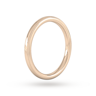 Goldsmiths 2mm Slight Court Standard Milgrain Edge Wedding Ring In 18 Carat Rose Gold