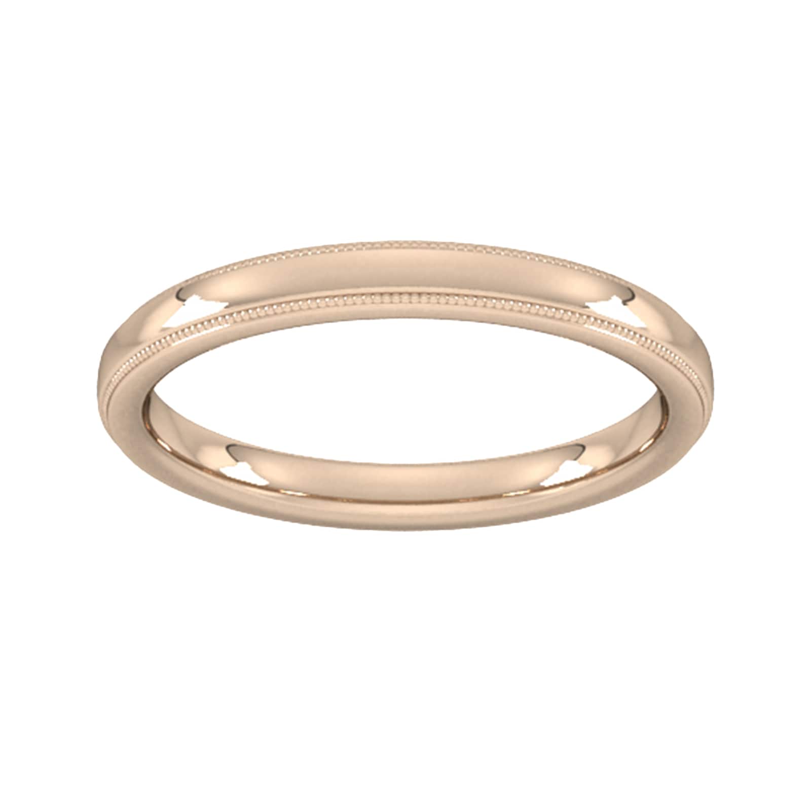 Goldsmiths 2.5mm Slight Court Standard Milgrain Edge Wedding Ring In 18 Carat Rose Gold