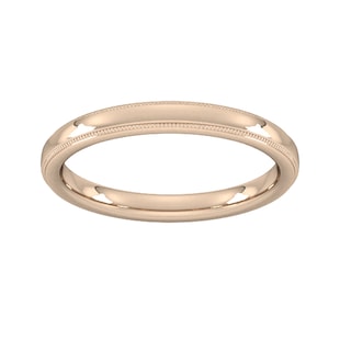 Goldsmiths 2.5mm Slight Court Standard Milgrain Edge Wedding Ring In 18 Carat Rose Gold