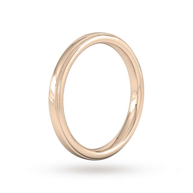 Goldsmiths 2.5mm Slight Court Standard Milgrain Edge Wedding Ring In 18 Carat Rose Gold - Ring Size K