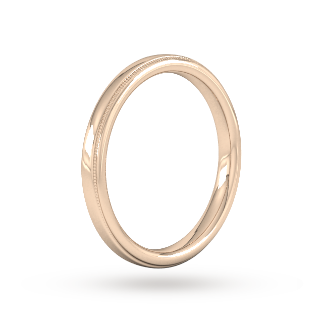Goldsmiths 2.5mm Slight Court Standard Milgrain Edge Wedding Ring In 18 Carat Rose Gold