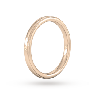 Goldsmiths 2.5mm Slight Court Standard Milgrain Edge Wedding Ring In 18 Carat Rose Gold
