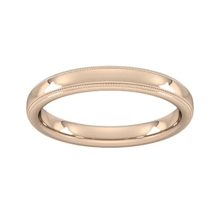 Goldsmiths 3mm Slight Court Standard Milgrain Edge Wedding Ring In 18 Carat Rose Gold