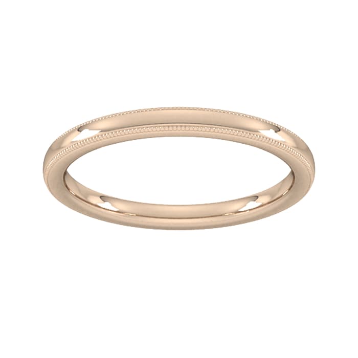Goldsmiths 2mm Slight Court Extra Heavy Milgrain Edge Wedding Ring In 18 Carat Rose Gold