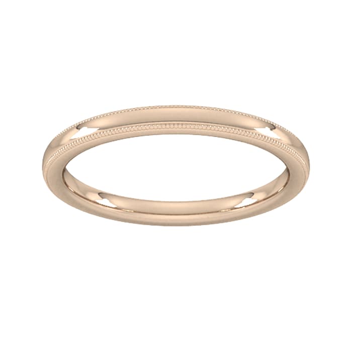 Goldsmiths 2mm Slight Court Extra Heavy Milgrain Edge Wedding Ring In 18 Carat Rose Gold