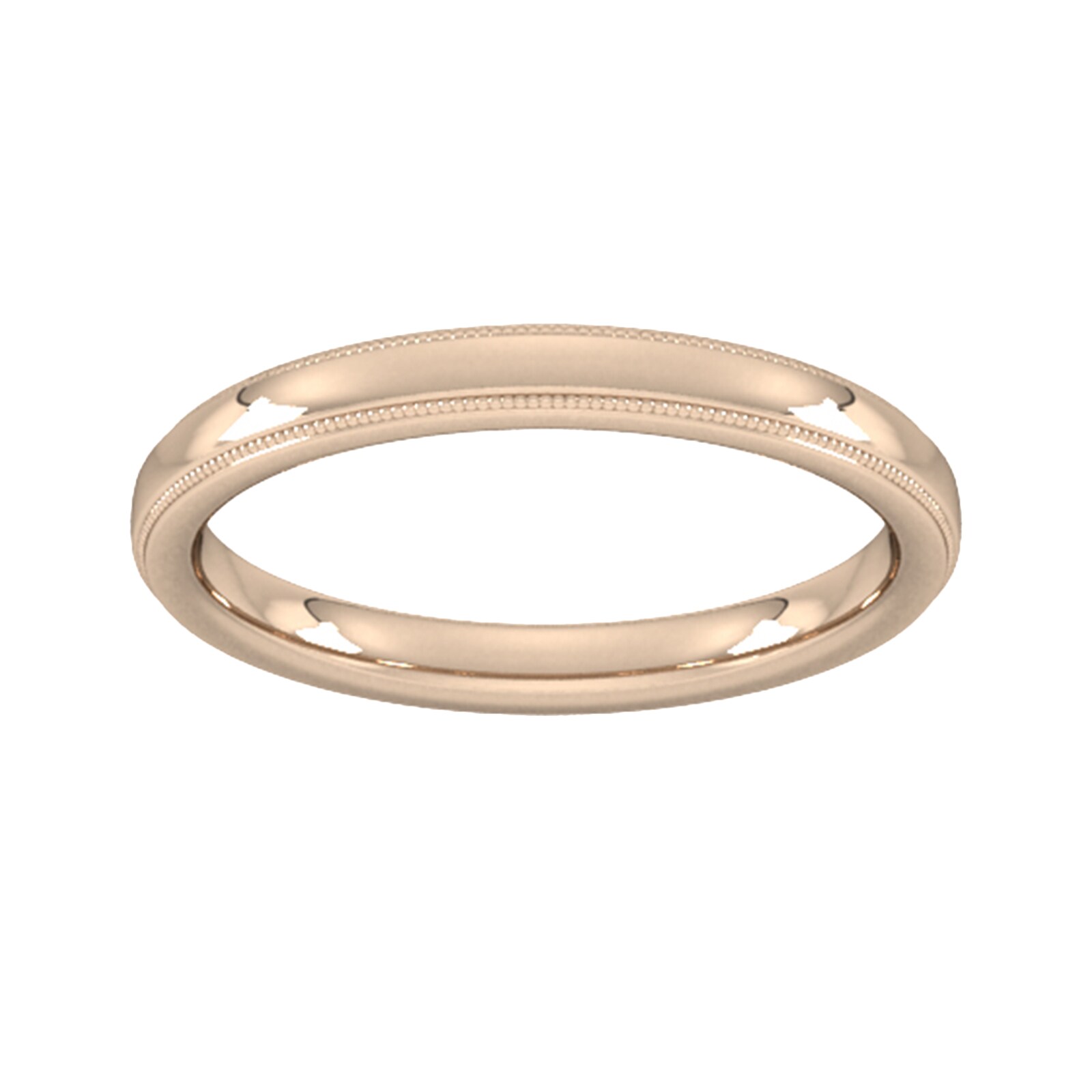 2.5mm Slight Court Extra Heavy Milgrain Edge Wedding Ring In 18 Carat Rose Gold - Ring Size N