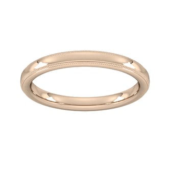Goldsmiths 2.5mm Slight Court Extra Heavy Milgrain Edge Wedding Ring In 18 Carat Rose Gold