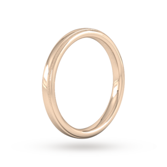 Goldsmiths 2.5mm Slight Court Extra Heavy Milgrain Edge Wedding Ring In 18 Carat Rose Gold