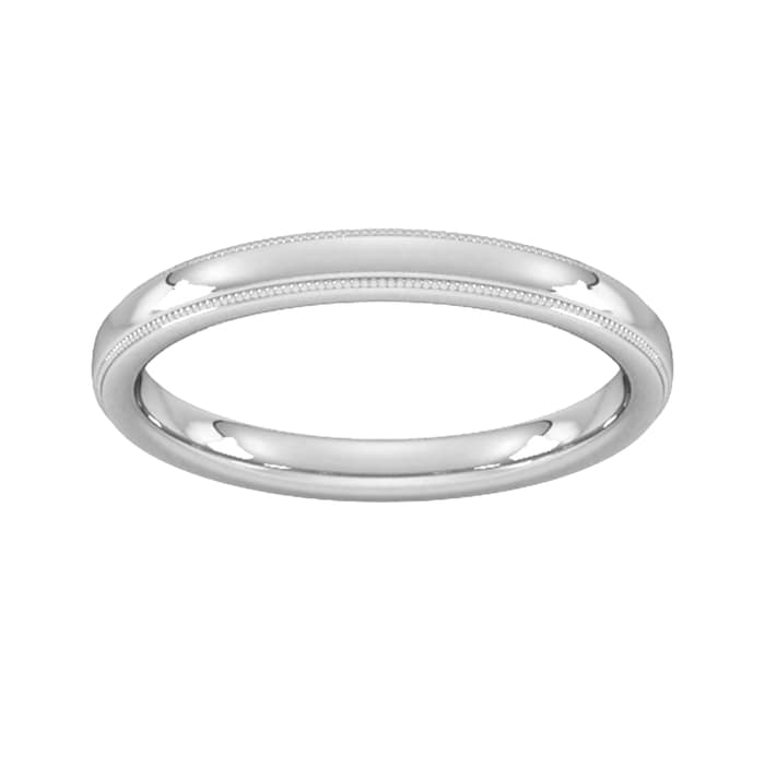 Goldsmiths 2.5mm Slight Court Standard Milgrain Edge Wedding Ring In Platinum - Ring Size K