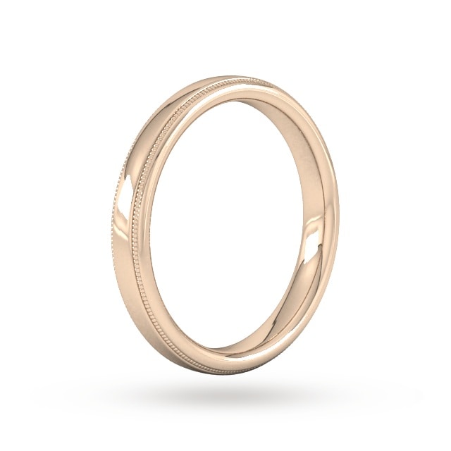 Goldsmiths 2mm Flat Court Heavy Milgrain Edge Wedding Ring In 9 Carat Rose Gold - Ring Size Y