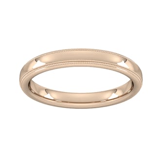 Goldsmiths 3mm Flat Court Heavy Milgrain Edge Wedding Ring In 9 Carat Rose Gold