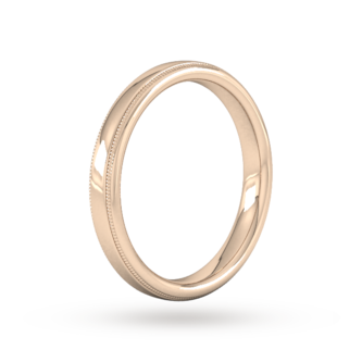 Goldsmiths 3mm Flat Court Heavy Milgrain Edge Wedding Ring In 9 Carat Rose Gold
