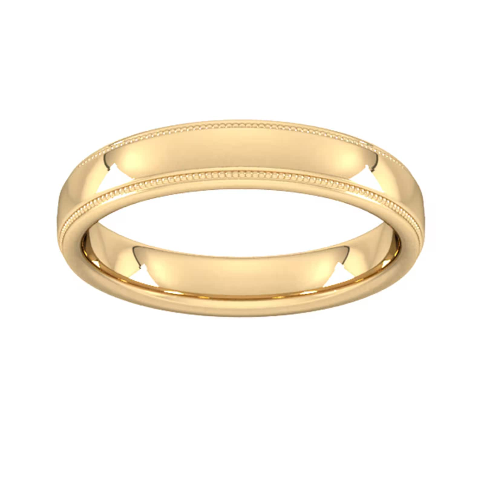 3mm Flat Court Heavy Milgrain Edge Wedding Ring In 18 Carat Yellow Gold - Ring Size I